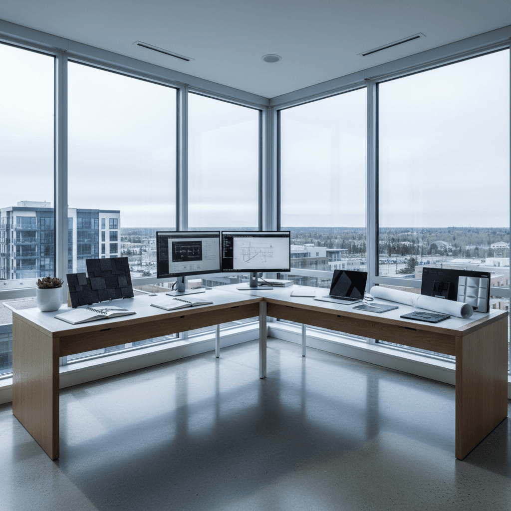 Modern workspace in Sherwood Park overlooking Alberta landscape